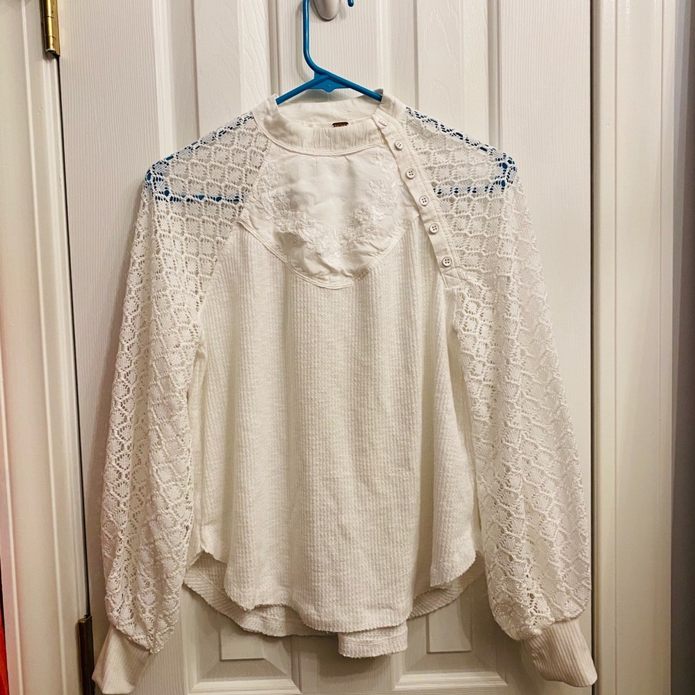 Free People Sweetest Thing Ivory Blouse - Picture 2 of 5